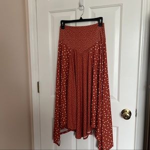 orange polka dot skirt